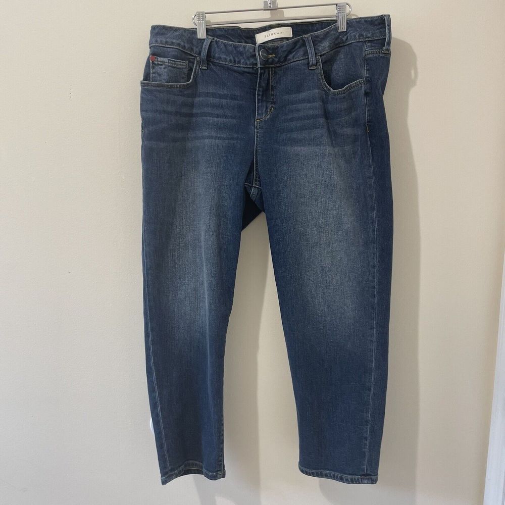 SLINK Jeans Kelly Curvy Plus Size 18 Cropped Easy Fit Medium Wash Denim SL4828